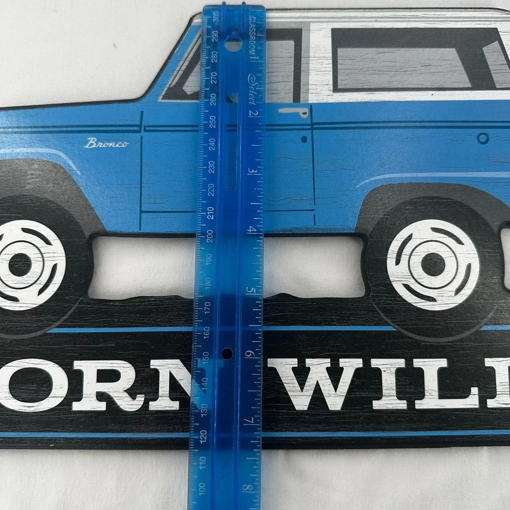 Open‎ Road Brands Ford Bronco Wall Decor 8x14 Blue Born Wild Wood Sign